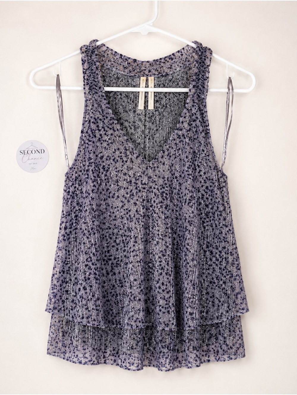Anthropologie Lavender Floral Layered V-Neck Tank